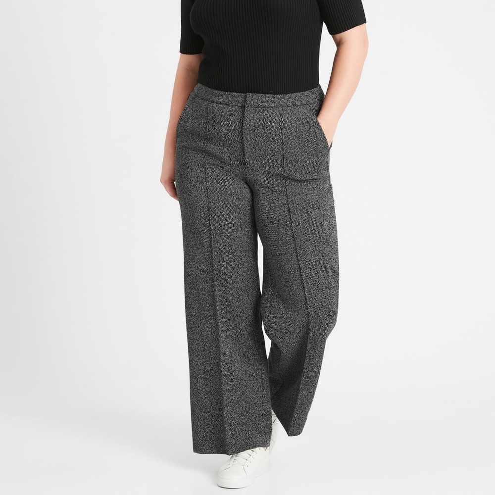 🆕️ Banana Republic Slim Wide Leg 24 Ponte Pant in Houndstooth